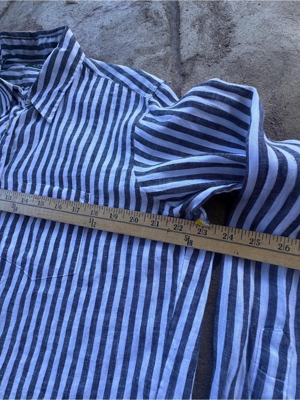 Lauren Ralph Lauren 100% Linen Striped Popover Half Button Shirt Size L - Picture 15 of 16